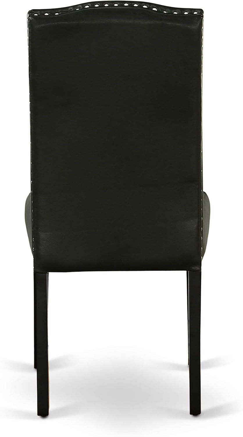 East West Furniture DUEN7-BLK-69 7 Piece Dining Table Set Consist of a Rectangle Kitchen Table and 6 Black Faux Leather Parson Dining Chairs, 36x60 Inch, Black