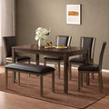 Dining Table Set for 6, Farmhouse 6 Piece Dining Room Table Set with Rectangular Table, 4 Upholstered Backrest Chairs and Bench, Counter Height Kitchen Sets with Warm Woodgrain Finish, Walnut