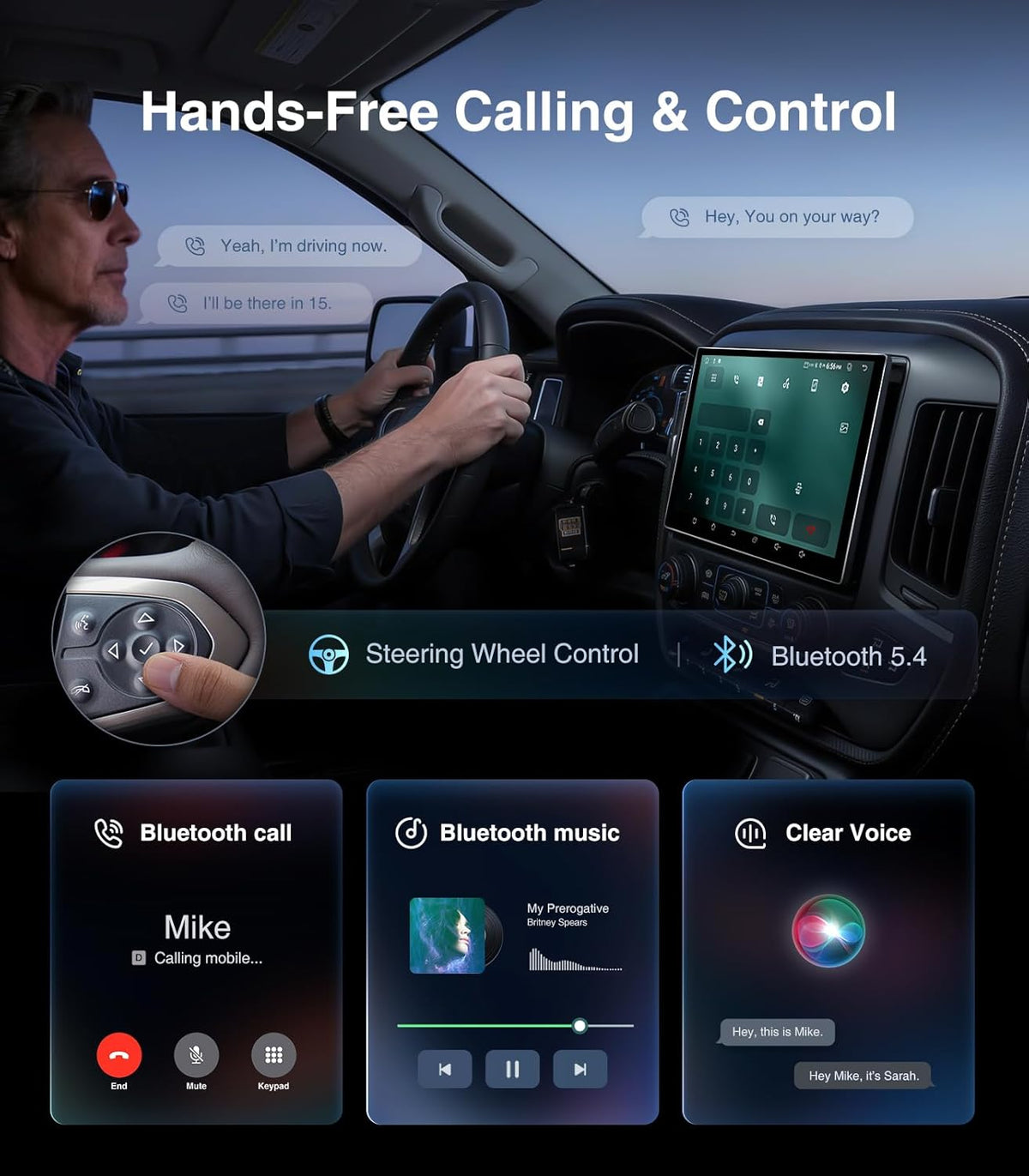 11“ Car Radio Stereo for Chevy Silverado 2014-2018 GMC Upgrade 5G WiFi 4+64G Wireless Carplay/Android Auto/GPS/Bluetooth/FM Radio/1080P SWC