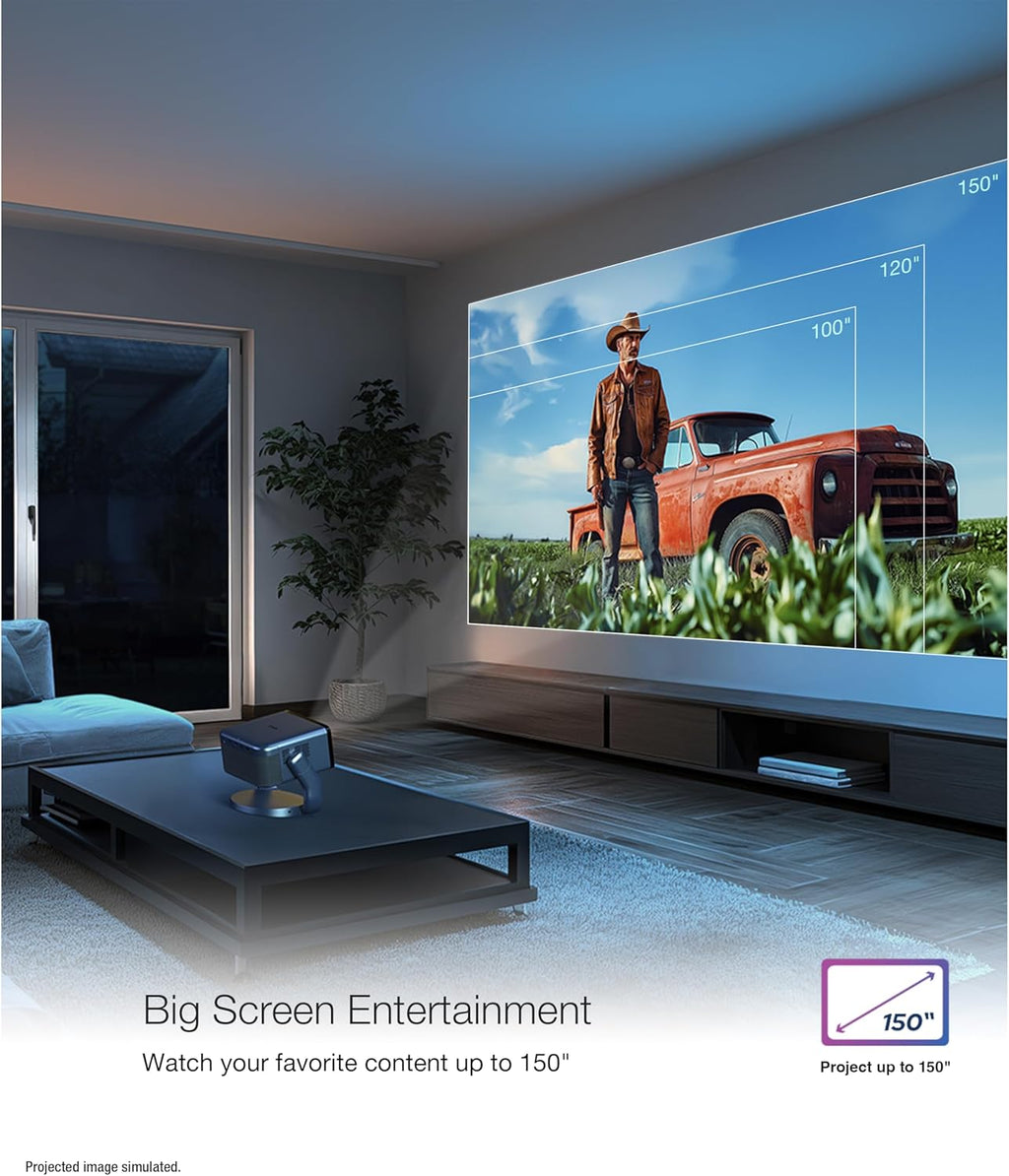 Epson EpiqVision Mini EF22 Portable Smart Laser Projector, Bright 1,000 Lumens, FHD 1080p HDR, 3-Chip 3LCD, Google TV, Netflix, Swivel Stand, Stereo Speakers, Home Theater - Stone Blue (Renewed)