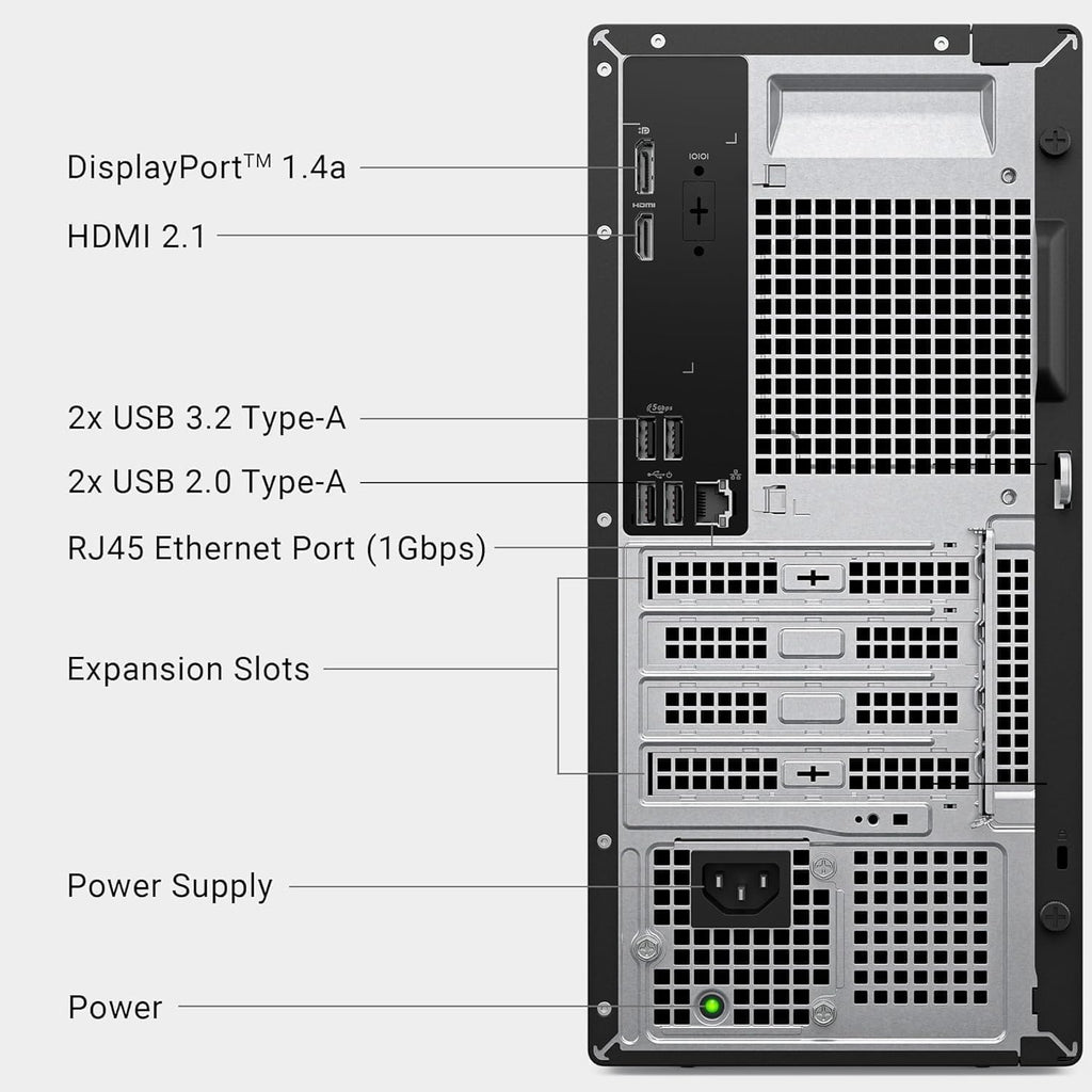 Dell ECT1250 Tower Business Desktop, Intel Core Ultra 5-225, up to 4.9 GHz, 16GB DDR5 RAM, 512GB SSD, Intel UHD Graphics, WiFi 6E, Bluetooth, Windows 11 Pro, HDMI, DisplayPort, Keyboard & Mouse
