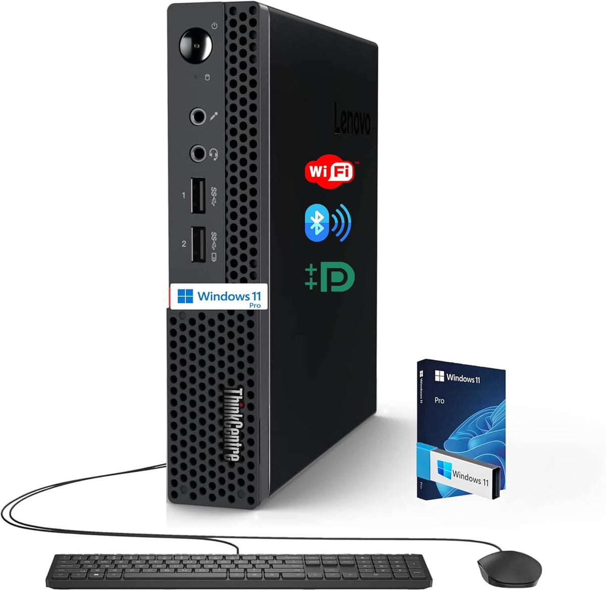 Lenovo Business Mini Desktop PC, AMD Processor, 16GB RAM, 256GB SSD, Dual Display Support, Wi-Fi, Bluetooth, USB & Ethernet Port, Windows 11 Pro, Compact, Quiet, and Space-Saving, w/Keyboard & Mouse