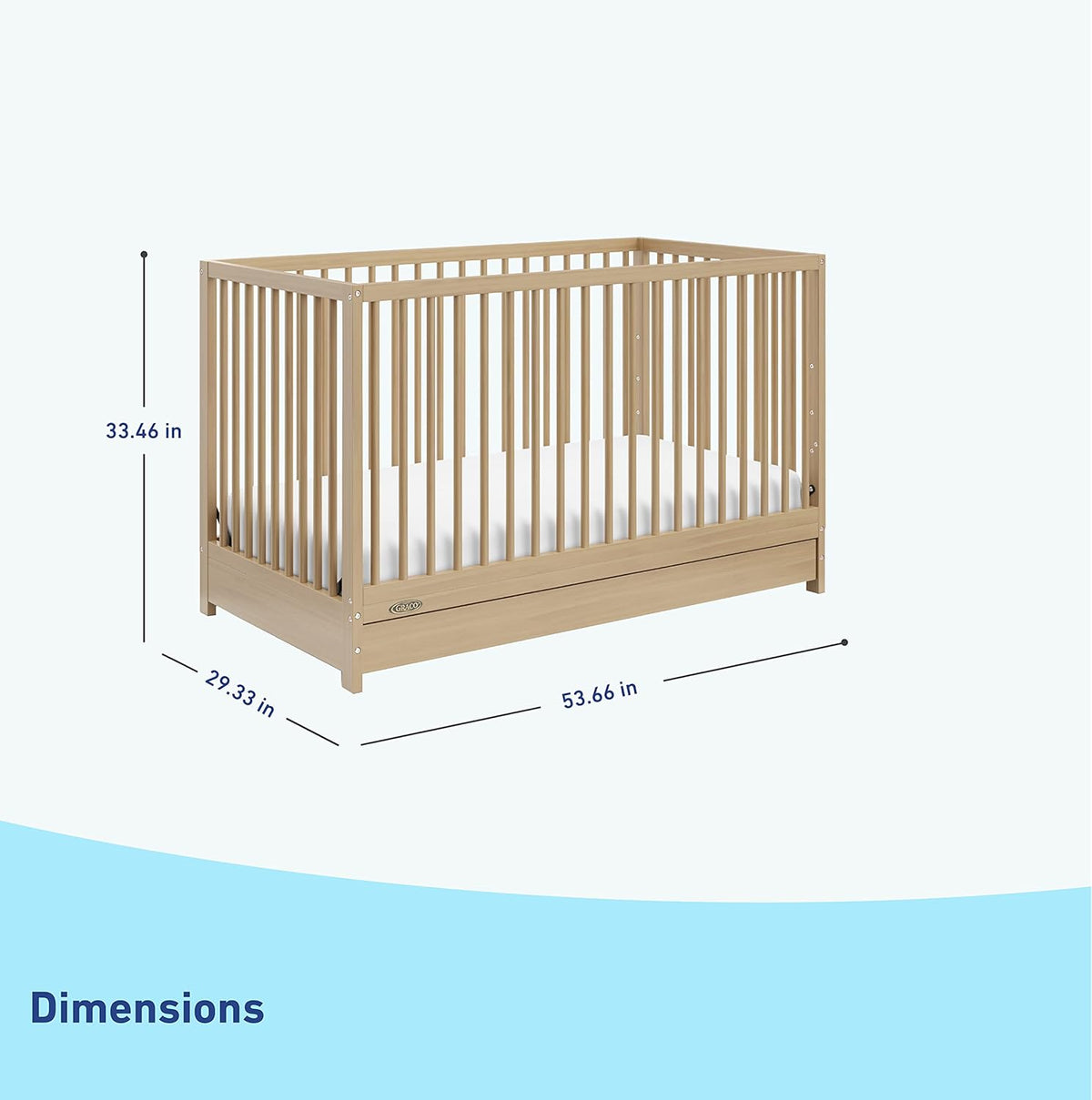 Graco Teddi 5-in-1 Convertible Crib with Drawer – GREENGUARD Gold Certified, Full-Size Nursery Storage Drawer, Baby Crib Converts to Toddler Bed, Daybed and Full-Size Bed (Driftwood)