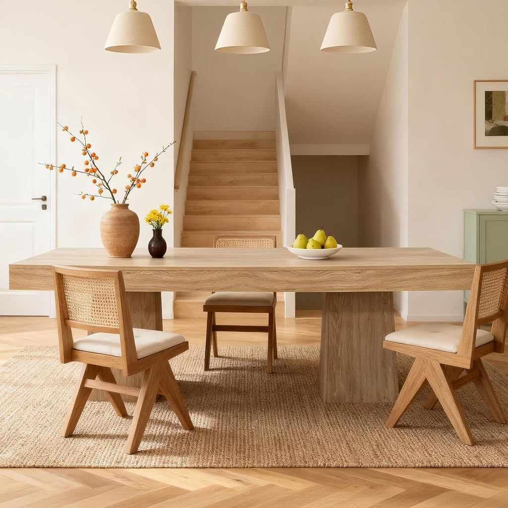 Garvee Square Dining Table for 4, 31.5'' Modern Wood Farmhouse Kitchen Table with Pedestal Base, Small Dining Tables for Kitchen, Living Room, Cafe, Apartment, Small Spaces, Natural Wood