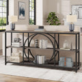 Tribesigns 70.9 inch Sofa Console Table, Extra Long Narrow Entryway Tables with 3 Tier Wood Storage Shelves Metal Frame for Foyer Hallway Living Room Behind Couch, Black Rustic Gray