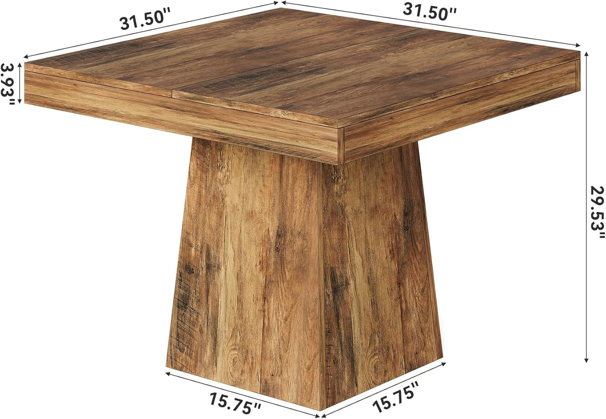 LITTLE TREE 31.5" Small Dining Table for 4, Farmhouse Kitchen Table with Walnut Finish, Square Compact Dinner Table for Home Dining Room, Apartments, Office, Living Room & Restaurants, Walnut