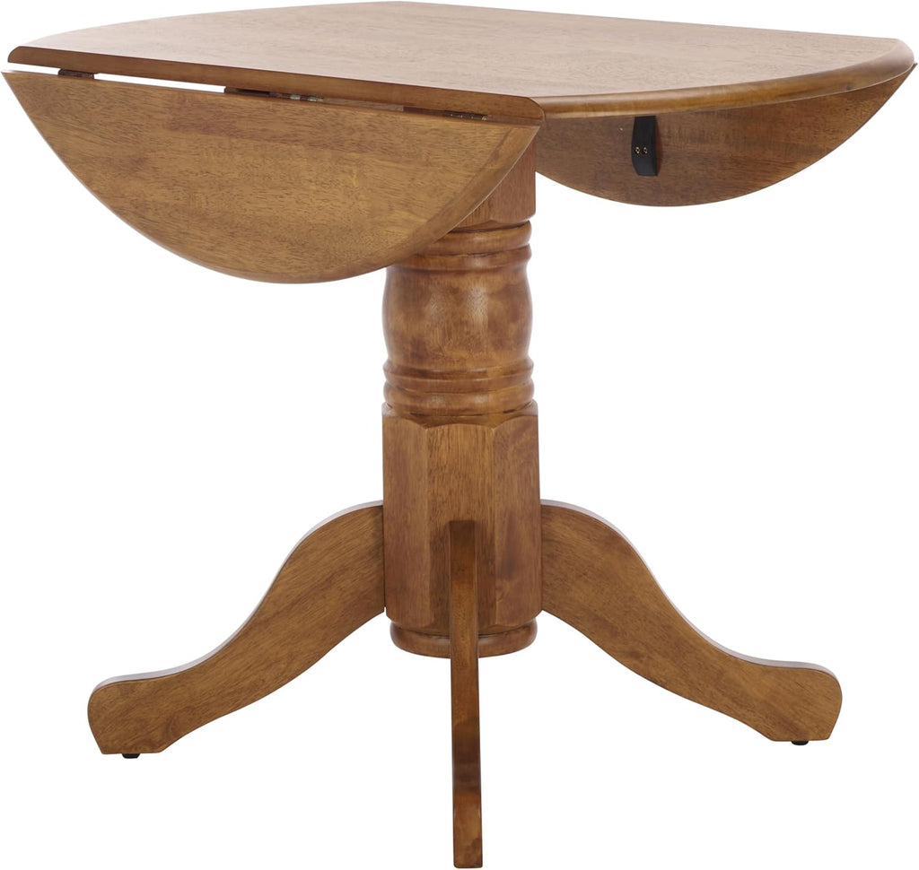 SAFAVIEH Furniture - Dakari 22"- 36" Drop Leaf Dining Table - Dark Walnut Compact Expandable Solid Wood Kitchen Table for Small Spaces (DTB8500C)