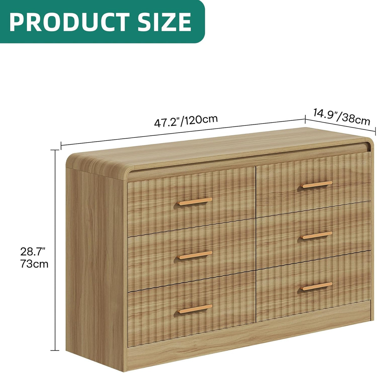 YITAHOME 6-Drawer Dresser with Built-in Power Outlet, Wood TV Stand with 6 Large Drawers and Bar Handles, White Dresser Chest of Drawers for Living Room, Hallway, Entryway