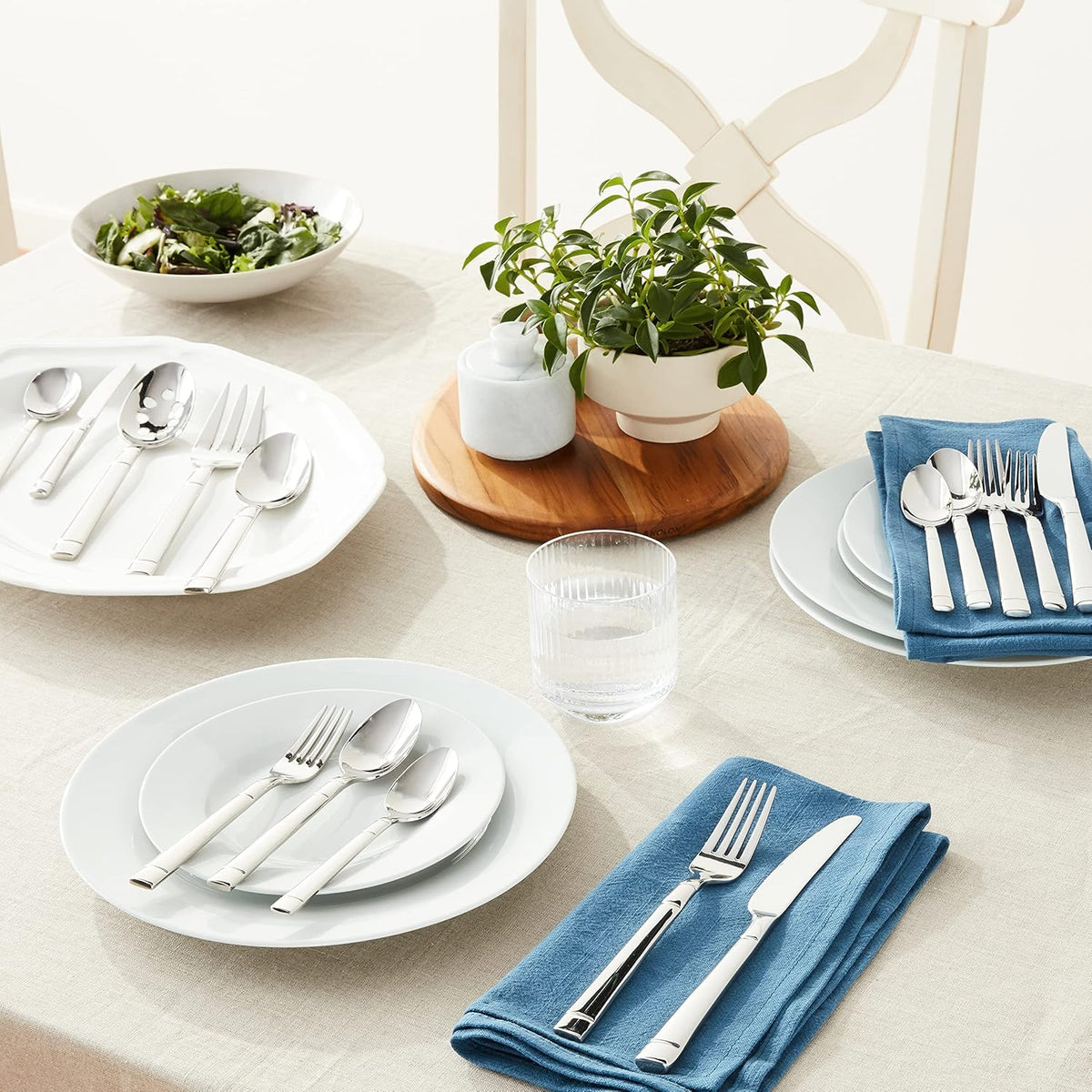 Kate Spade New York Fair Harbor Flatware Set, 18/10 Stainless Steel, 45-Piece