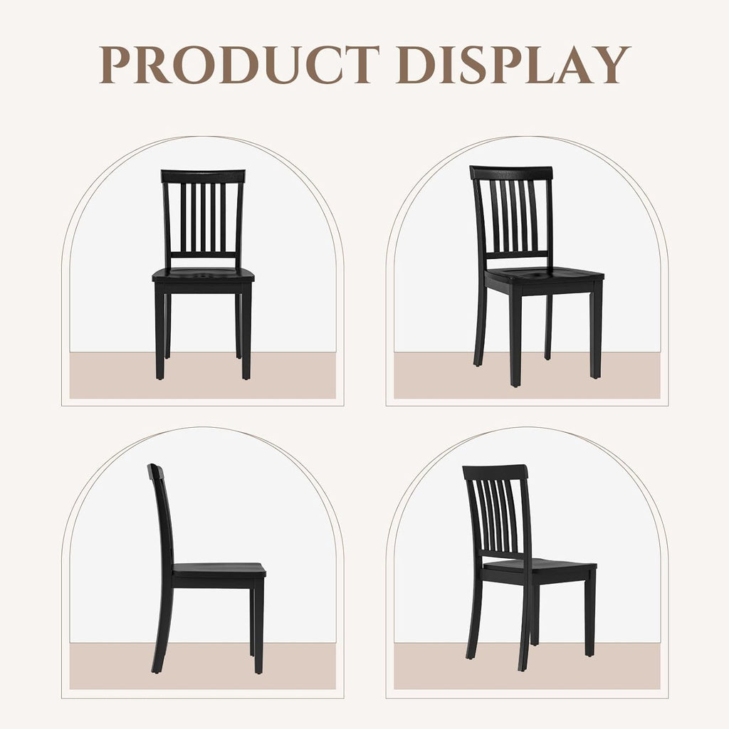 COLAMY Wooden Dining Room Chairs Set of 6, Spindle High Back Windsor Kitchen Side Chair, Farmhouse Dining Chairs for Kitchen, Dining Room, Black