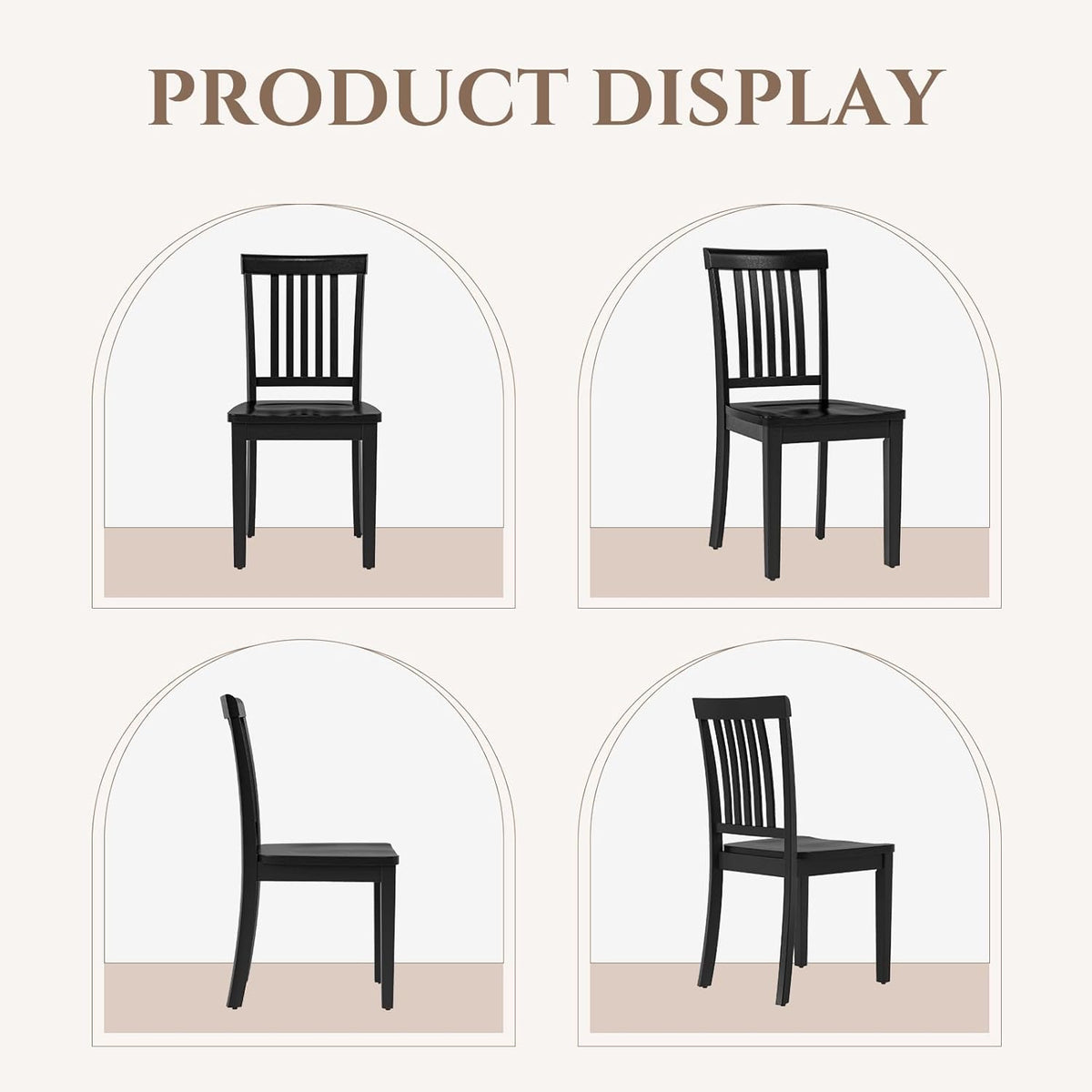 COLAMY Wooden Dining Room Chairs Set of 6, Spindle High Back Windsor Kitchen Side Chair, Farmhouse Dining Chairs for Kitchen, Dining Room, Black