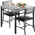 IRONCK Dining Table Set for 2, Small Kitchen Table with Upholstered Chairs for Kitchen & Dining Room, Compact Dining Set for Small Spaces, Gray