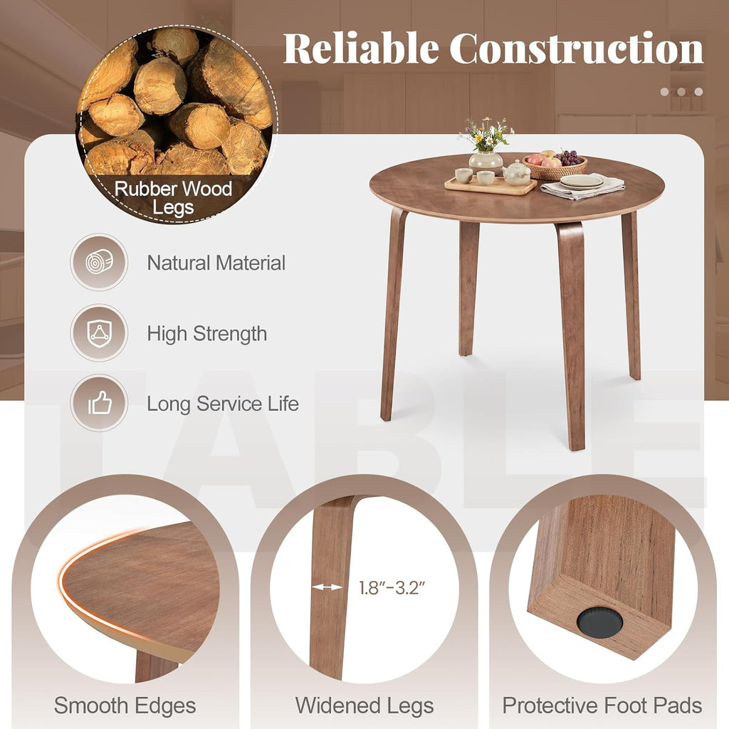 Giantex 37.5" Round Dining Table Set for 4, Rubber Wood Kitchen Table and Chairs with Padded Back, 5 Piece Space Saving Dinner Table Set for Small Apartment, Living Dining Room