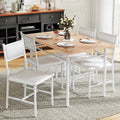 VECELO Dining Table Set for 4 with Chairs, 5-Piece Kitchen Table and Upholstered Padded Chairs Set for Small Space, Dining Room, Apartment, Natural White