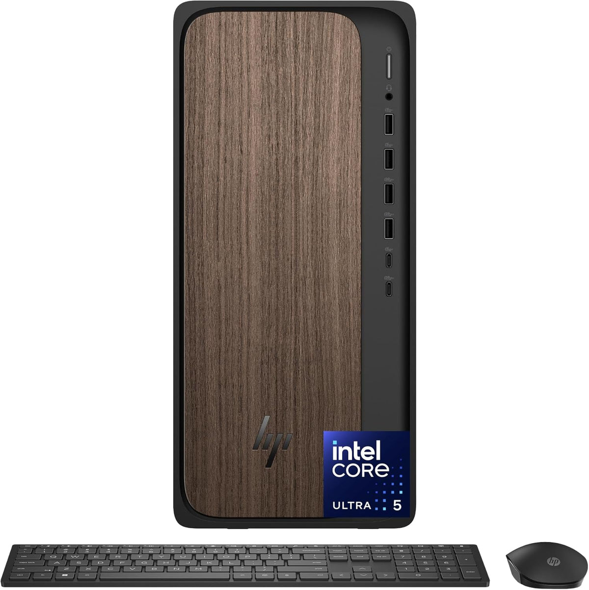 HP OmniDesk Desktop PC, Intel Core Ultra 5 225, 16 GB RAM, 512 GB SSD, Intel Graphics, Windows 11 Home, Microsoft Copilot, Dark Wood, M03-0010 (2025)