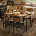 Garvee Dining Table Set for 4 with 4 Upholstered Chairs, Dining Room Table Set for 4 w/Smooth Edge, Wood Kitchen Table Chairs Set of 4 for Dining, Kitchen Room, Apartment,Walnut