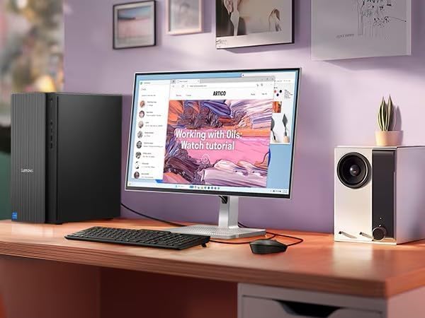 Lenovo IdeaCentre Tower Desktop Computer • 10-core Intel Ultra 5 225 Processor • 16GB DDR5 • 512GB SSD • Office 365 for The Web • HDMI + VGA, Wi-Fi 6E • Wired Keyboard & Mouse • Windows 11