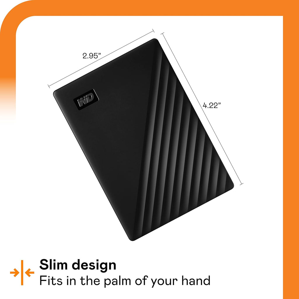 WD 5TB My Passport, Portable External Hard Drive, Black, backup software with defense against ransomware, and password protection, USB 3.1/USB 3.0 compatible - WDBPKJ0050BBK-WESN