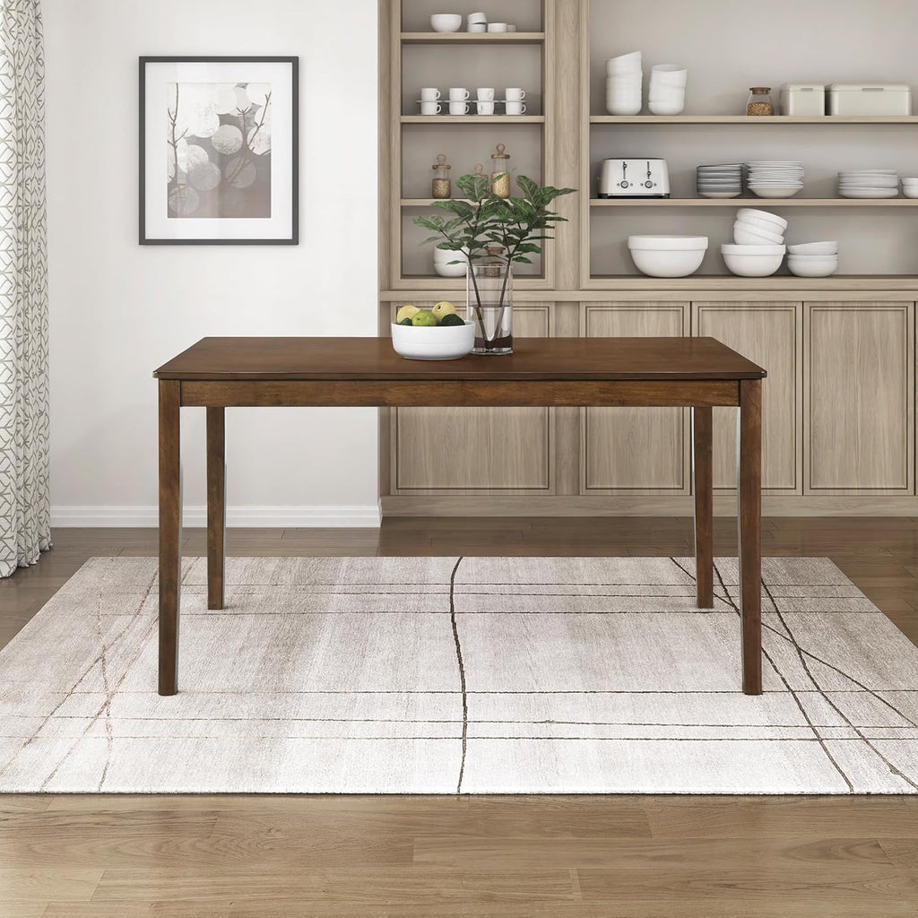 Lexicon 55.5" Dining Table for 4, Modern Rectangular Dining Room Table, Wood Dining Table, Modern Wood Table with Solid Wood Leg for Kitchen/Dining/Living Room, Easy Assembly, Chestnut