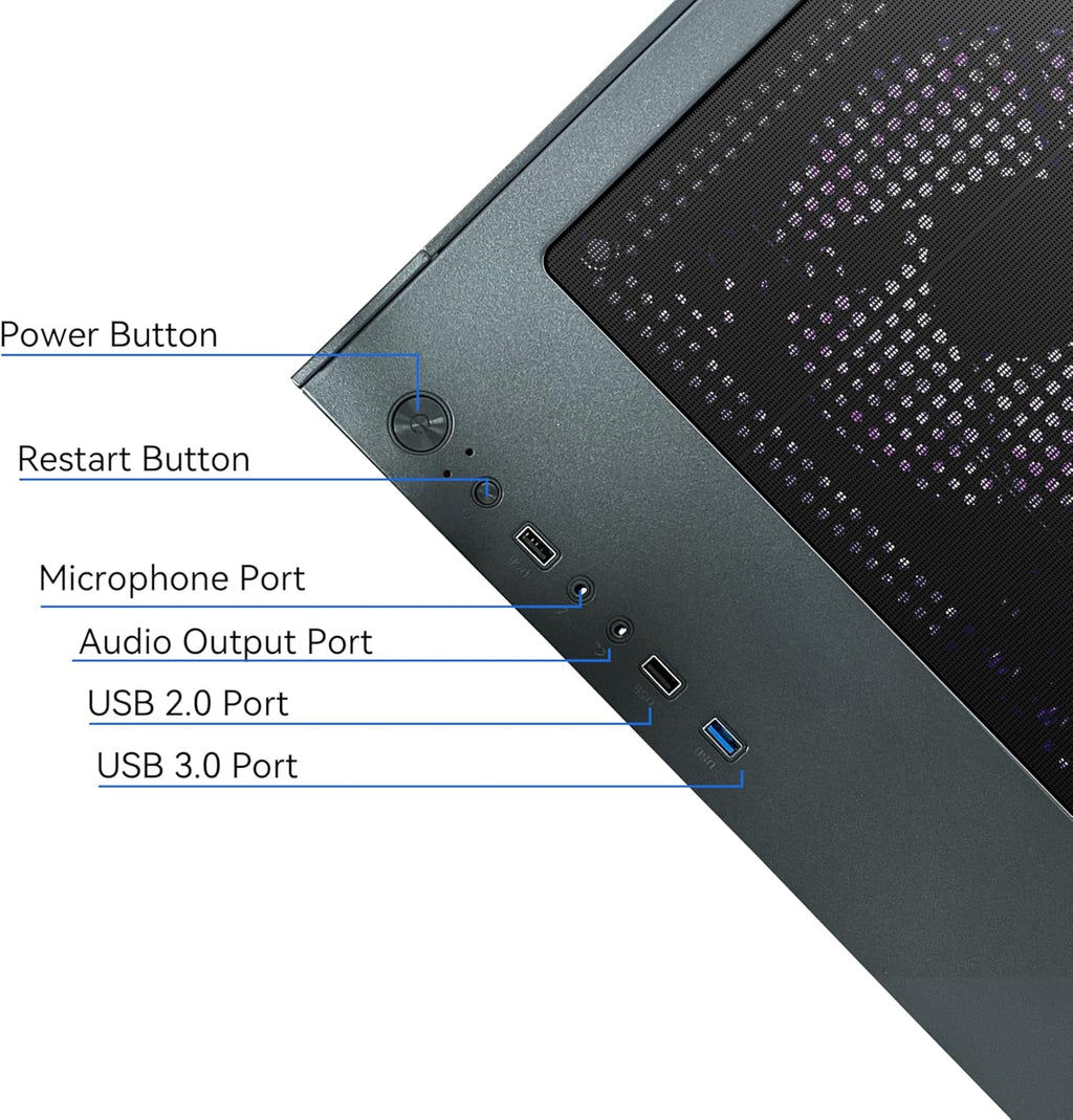 SKYESEV Gaming Desktop Computer PC,AMD Ryzen 5 5600,RTX3050 6GB,32GB DDR4 RAM and 1TB M.2 NVMe PCle,ARGB Fan,WiFi,Game Design Office Console,Sea View Room, Gaming PC Tower