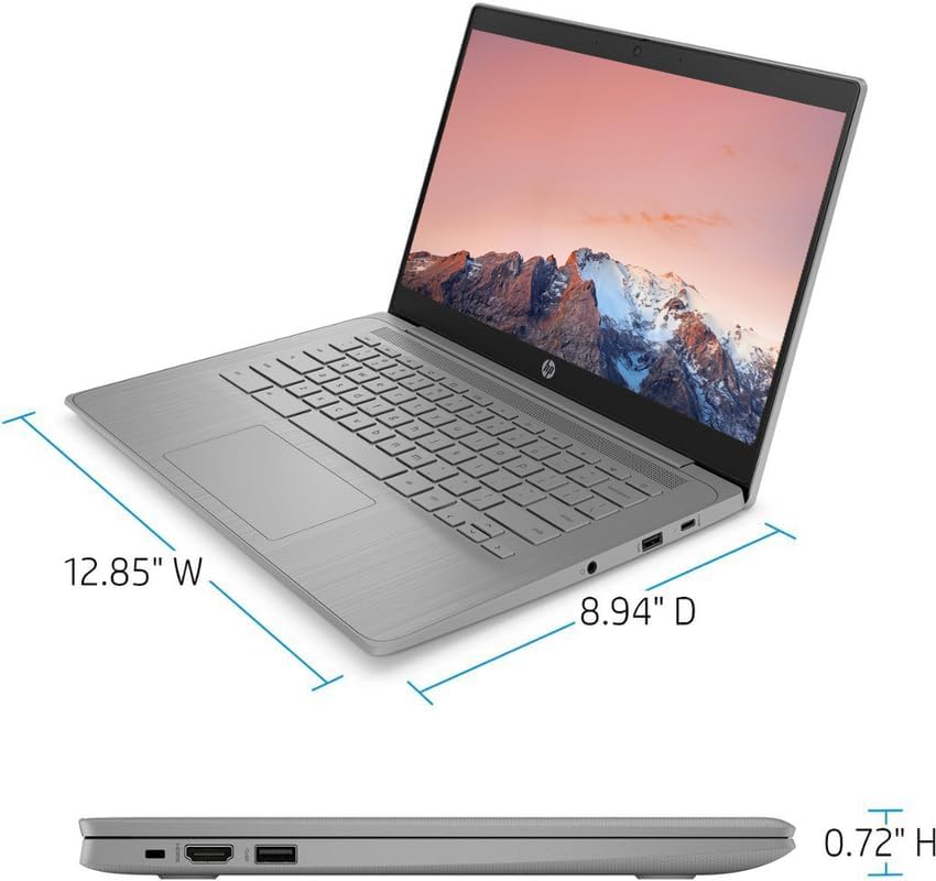 HP Chromebook 14" Business & Student Laptop Computer, Intel Celeron N4120, HD Webcam, WI-FI, HD Audio, Chrome OS, PLUSERA Earphones, Gray (Gray, 4GB RAM | 64GB eMMC)