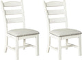 Signature Design by Ashley Valebeck Farmhouse Cushioned Dining Chair, 2 Count, Nailhead Trim, Fabric Upholstery, Solid Wood, 39" Seat Height, Whitewash