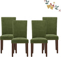 Parsons Dining Chairs Set of 4, Upholstered Nailhead Dining Room Kitchen Side Chair with Thick Cushions and Wood Legs, Green
