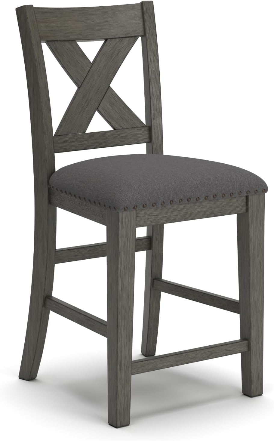 Signature Design by Ashley Caitbrook Rustic 24.63" Counter Height Upholstered Barstool, Set of 2, Gray