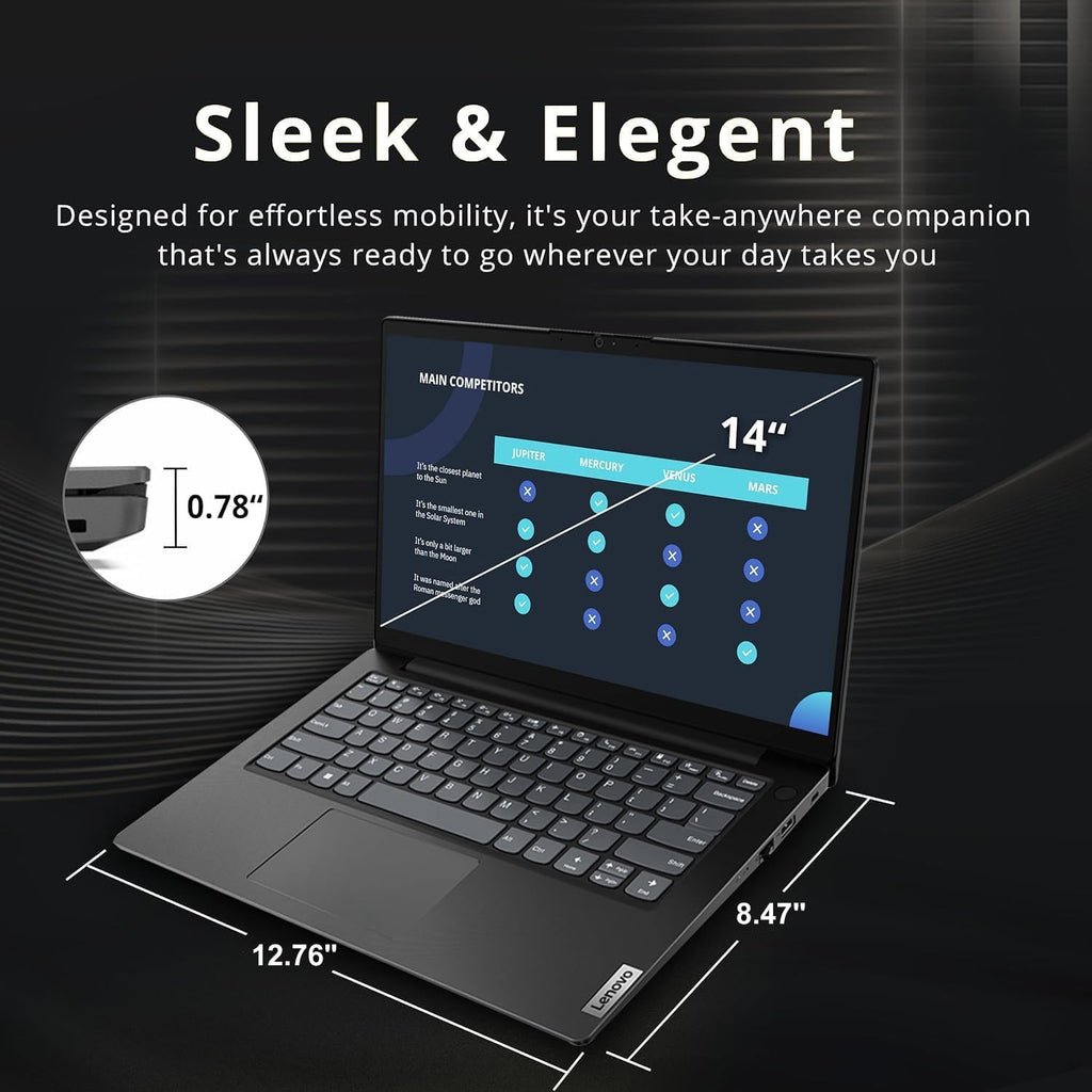 Lenovo V14 Gen 4 Business Laptop (14" FHD Anti-Glare, Intel 10-Core i7-13620H, 16GB RAM, 512GB SSD), Webcam with Privacy Shutter, Ethernet, Wi-Fi 6, HDMI, Bluetooth, Win 11 Home w/ Copilot, Black