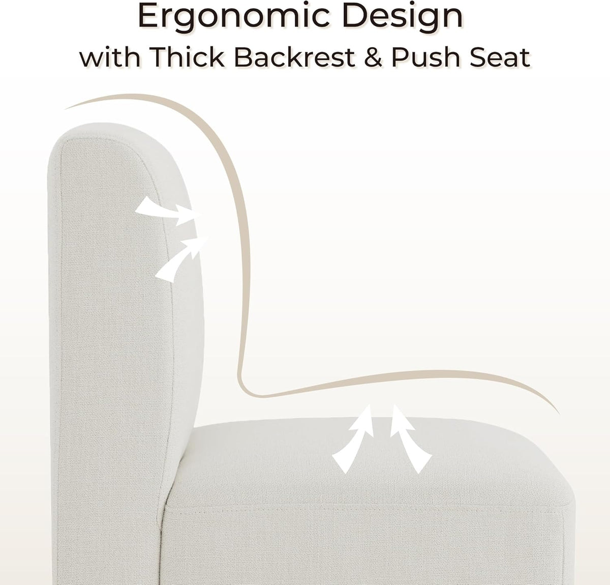 CHITA Dining Chairs with Casters Set of 4, FSC Certified Upholstered Armless Modern Rolling Dining Chairs with Rollers for Bedroom Reading Room Living Room, Linen