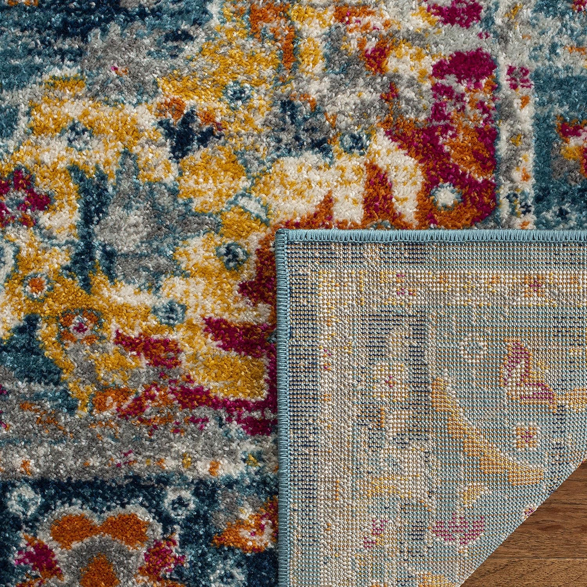 SAFAVIEH Madison Collection Area Rug - 9' Round, Teal & Fuchsia, Boho Design, Non-Shedding & Easy Care, Ideal for High Traffic Areas in Living Room, Bedroom, Dining (MAD154L-9R)