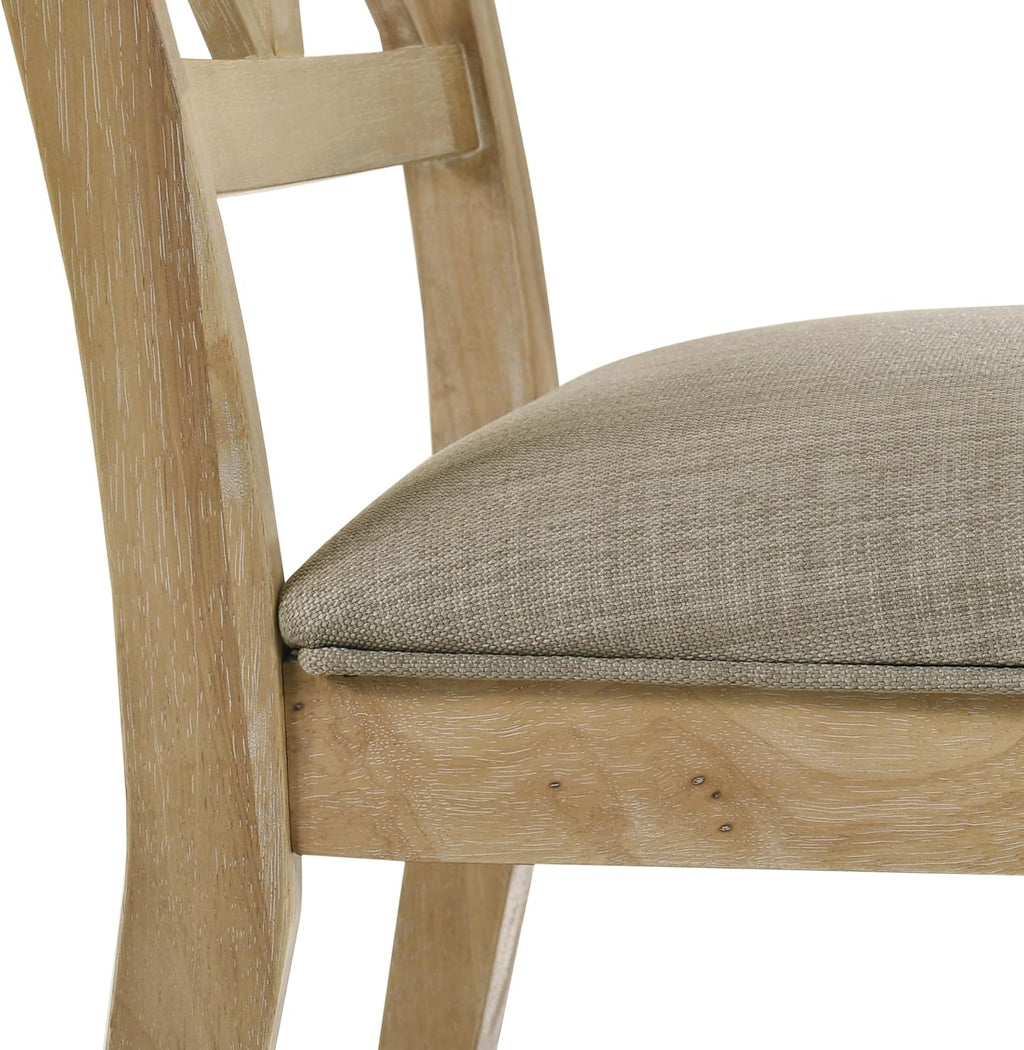 Roundhill Furniture Verta Solid Wood Cross-Back Dining Chairs, Set of 2, Light Oak Finish