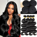 12A Human Hair Bundles 22 24 26 28 Inch Body Wave Bundles Human Hair 100% Unprocessed Brazilian Virgin Weave 4 Bundle Real Natural Black Wet and Wavy Human Hair Extensions 1B Color for Women