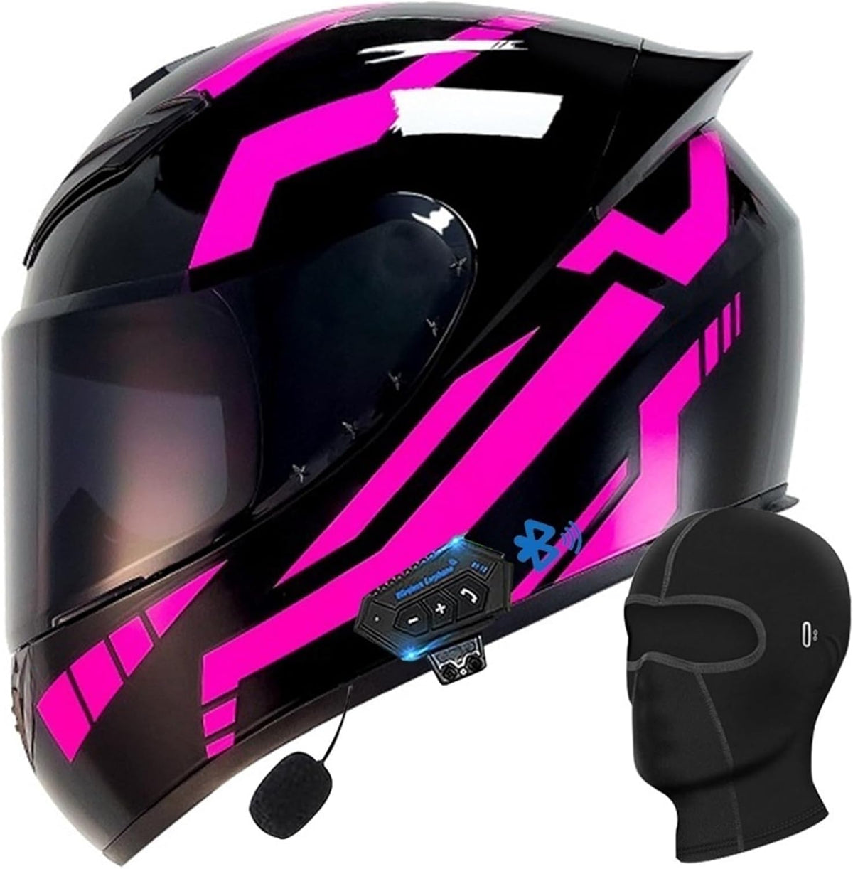 Bluetooth Full Face Motorcycle Helmet, DOT Approved Integrated Helmet, Built-in Dual Speaker with Microphone, Multiple Vents Motorbike Helmet Street Bike Helmet