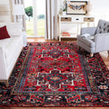 SAFAVIEH Vintage Hamadan Collection Area Rug - 8' Square, Red & Multi, Traditional Persian Design, Non-Shedding & Easy to Clean, Ideal for Living Room, Bedroom, Dining Space (VTH211A)