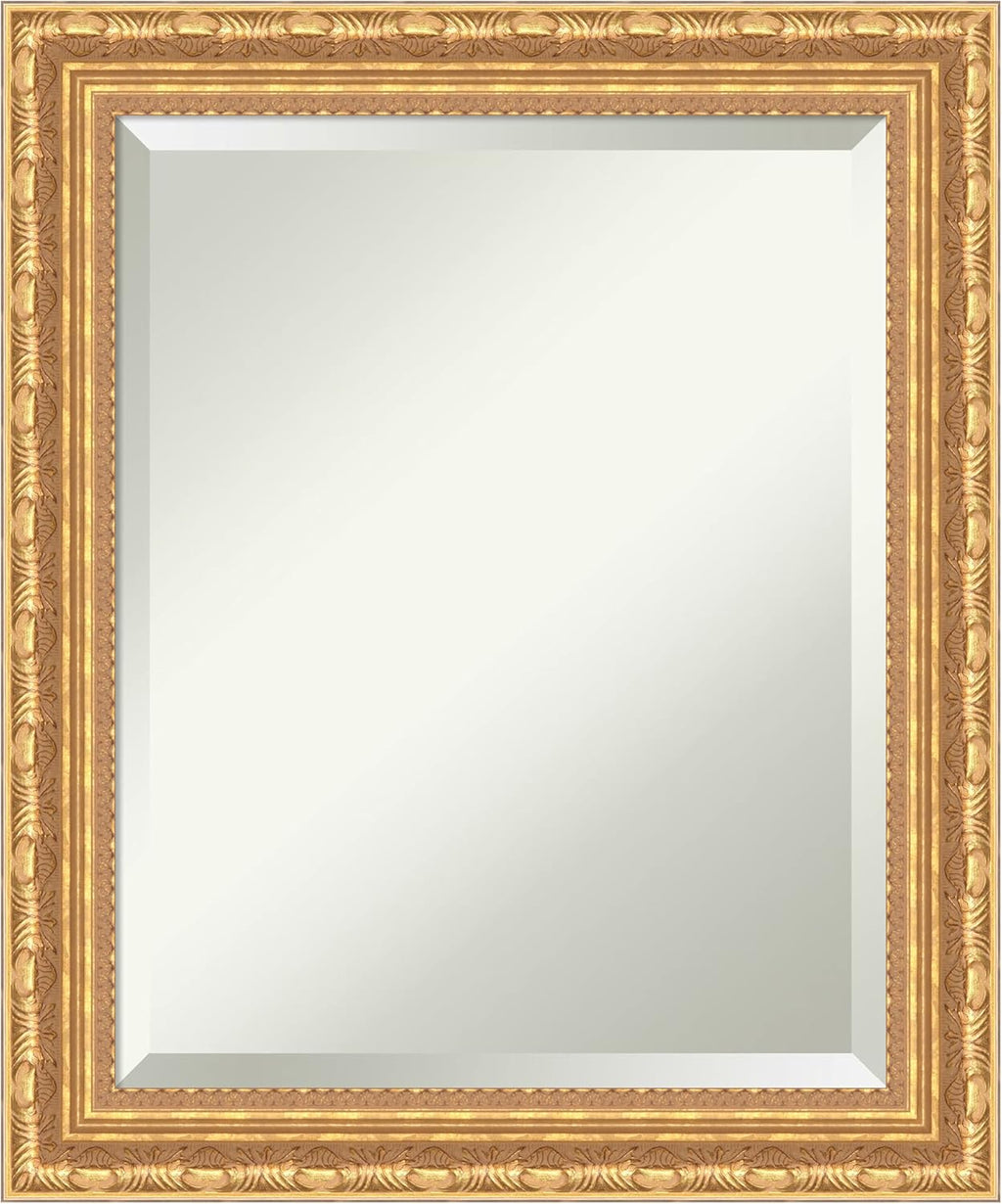 Amanti Art Gold Wall Mirror 24x20 Versailles Gold Rectangle Bathroom Mirror for Wall Decor Living Room, Small Traditional Wood Frame, Hangs Horizonally and Vertically, Bathroom Decor, Beveled Edge