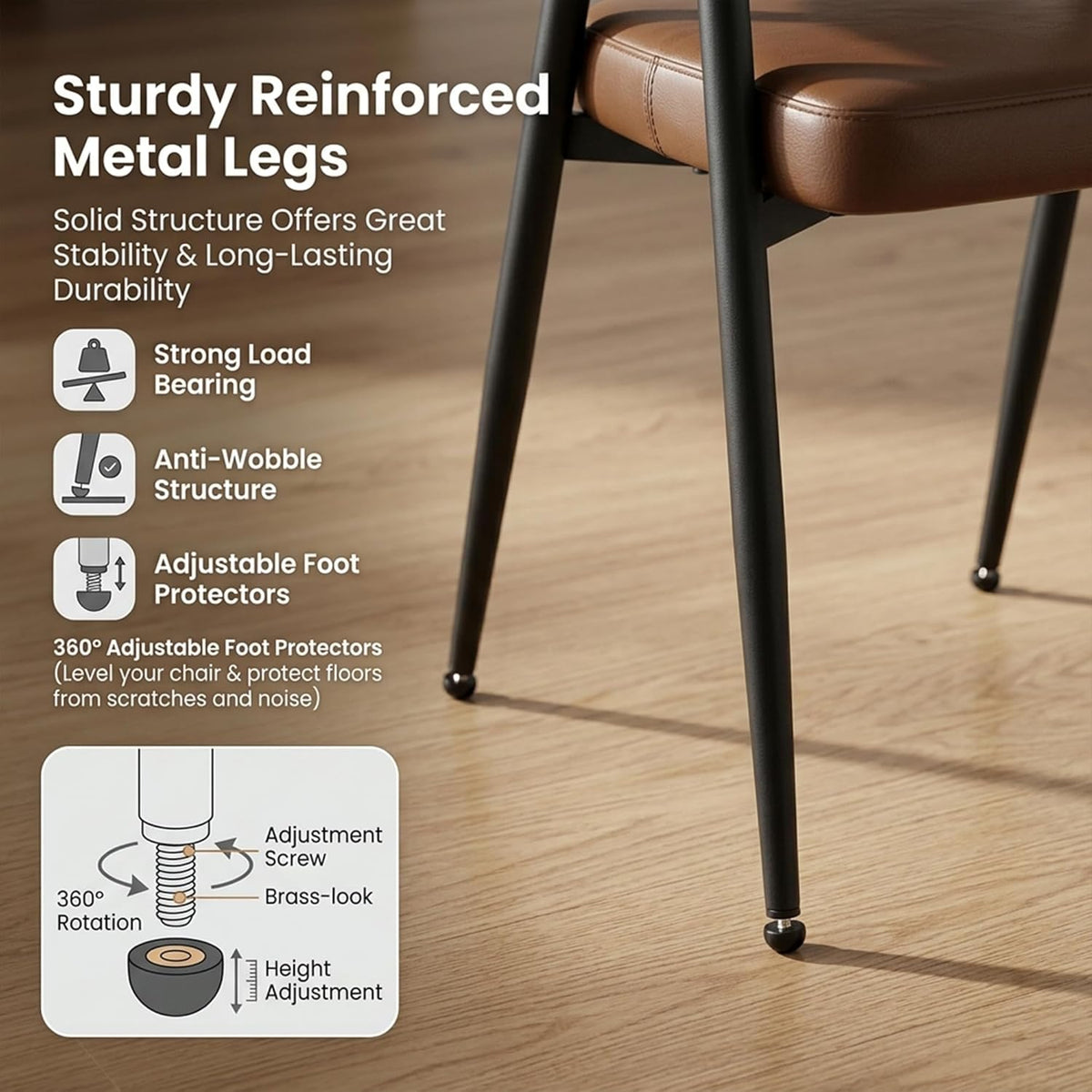 HNY Modern Dining Room Arm Chairs Set of 6, Retro Faux Leather Upholstered Barrel Dining Chairs with Arms Mid-Century Brown Accent Chair with Metal Legs, Open-Back Kitchen Side Chair for Living Room