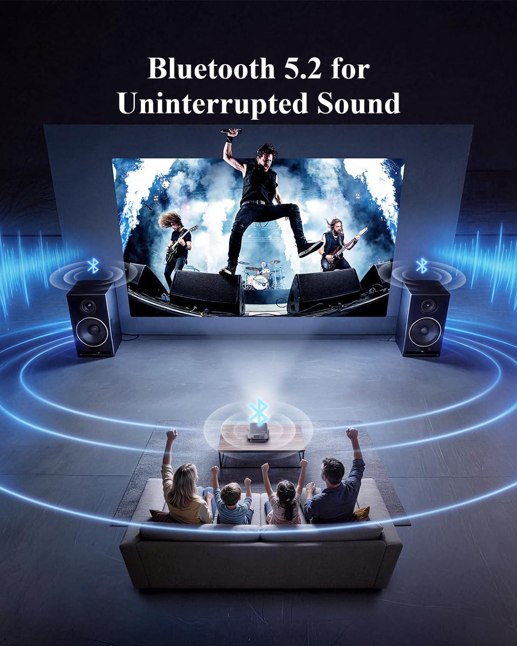 Smart Projector Built in Google TV and 4K Support with WiFi and Bluetooth, 2500ANSI, Auto Lens Cap, Portable Outdoor Movie Projector with Built-in Apps Auto Focus for Ceiling/Home Theater/Bedroom