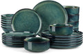 vancasso Starry Plates and Bowls Sets for 6, 24 Pieces Dinnerware Sets, Green Reactive Glaze Dishes Sets for Kitchen, Scratch Resistant Stoneware Dishes Set, Dishwasher and Microwave Safe