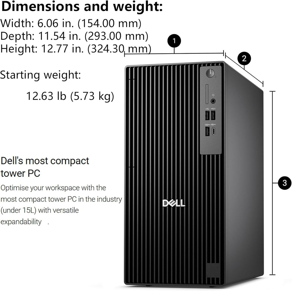 Dell Pro Tower Plus Desktop QBT1250, Intel Core Ultra 5 235, 16GB DDR5 RAM, 512GB PCIe SSD, Windows 11 Pro