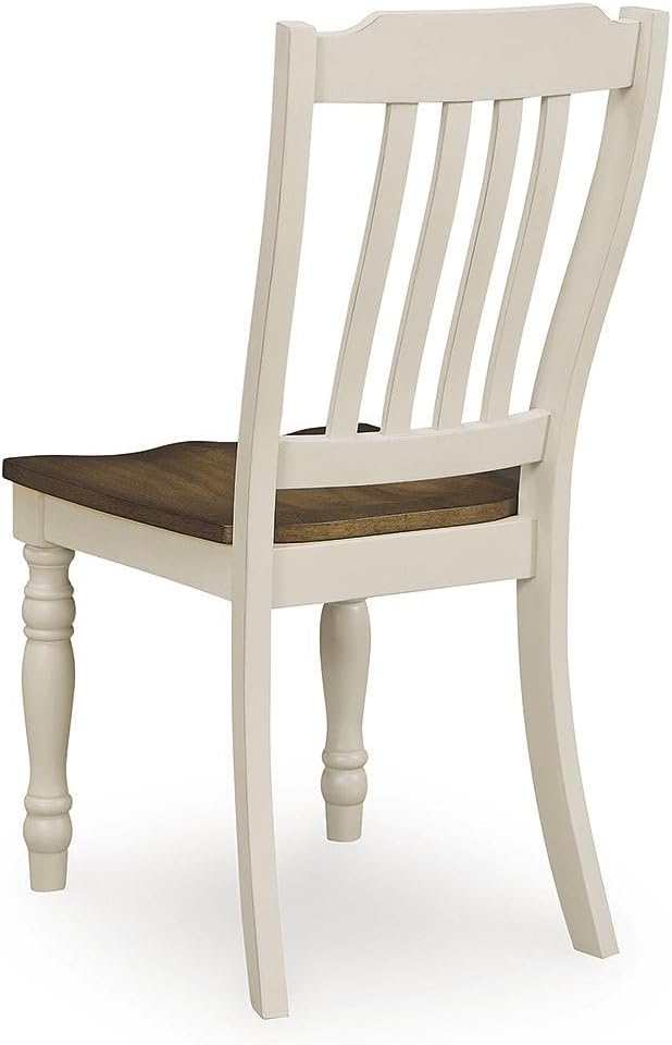 Signature Design by Ashley Waverun Casual Dining Chair,Set of 2, White & Dark Brown