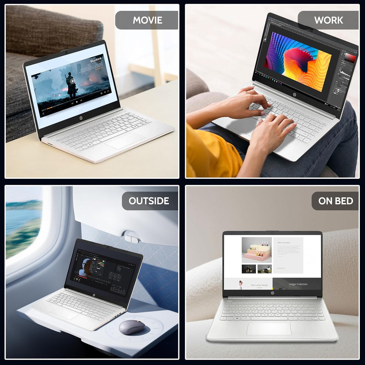 HP Laptop Computer for Student Daily Study, 1-Year Microsoft Office 365, Intel Processor N150, 4GB RAM, 128GB Storage, Long Battery Life & Fast Charging, Windows 11 Home, Natural Silver
