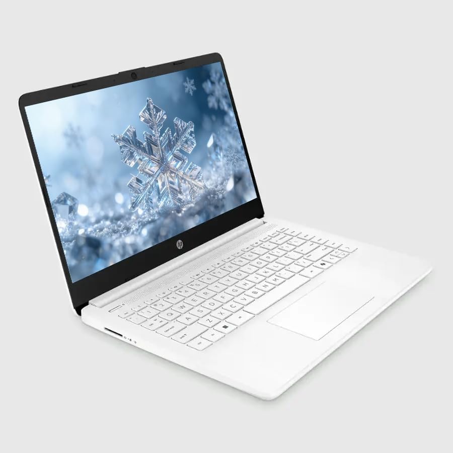 HP 14" Business Laptop, 1-Year Office 365 with Copilot AI, Dual-Core Intel Processor, Windows 11, PLUSERA 8-in-1 Hub Included, Snowflake White (Snowflake White, 16GB RAM | 576GB Storage)