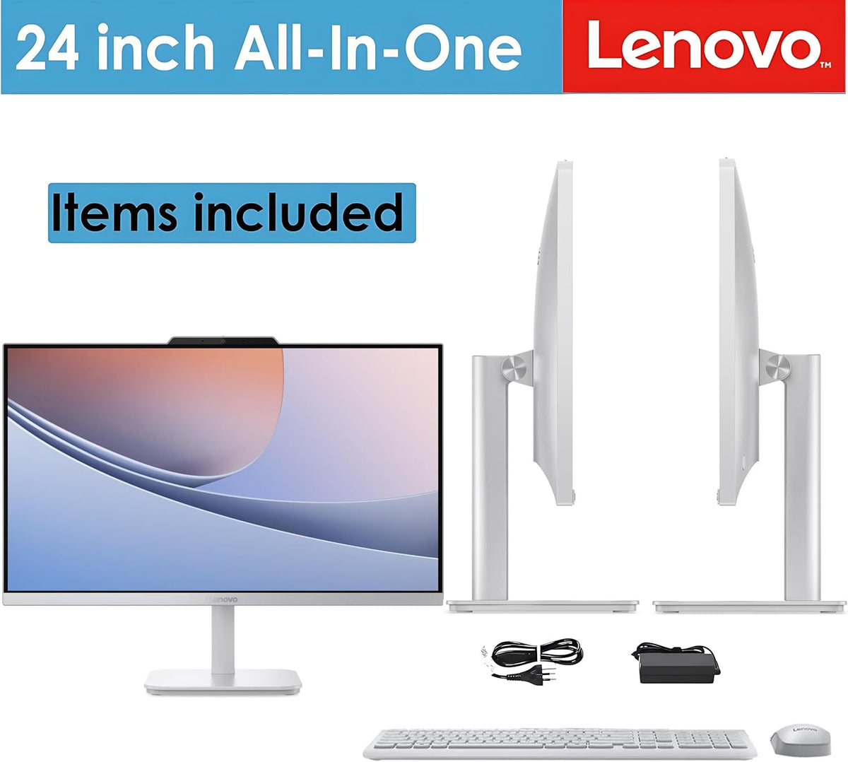 Lenovo 24" FHD All-in-One Desktop Computer for Home & Office, Intel Processor, 32GB RAM, 512GB PCIe + 500GB External, HDMI, Bluetooth 5.2, Business AIO, Vent-Hear, Wireless KB & Mouse, Windows 11 Pro