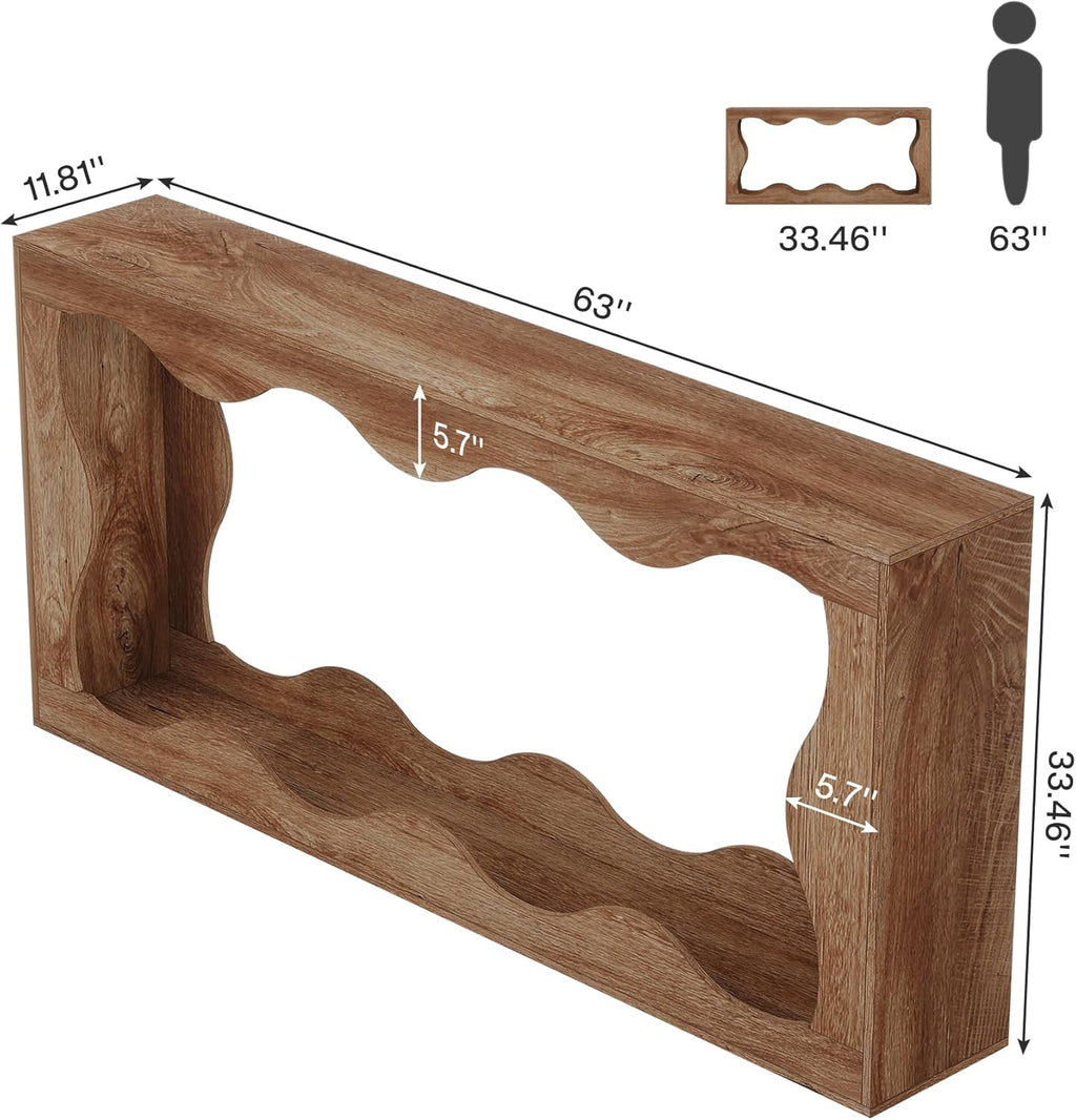 Tribesigns 63 Inches Farmhouse Console Table with Storage, Couch Table Behind Sofa, Long Entryway Sofa Station, Narrow Console Stand, Hallway Stand for Entryway Living Room, Wood Grain