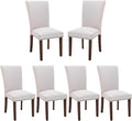 COLAMY Upholstered Fabric Dining Chairs Set of 6, High Back Padded Chairs with Nailed Trim & Solid Wood Legs, Classic Parsons Chairs Side Chair for Home/Kitchen/Living Room-Beige