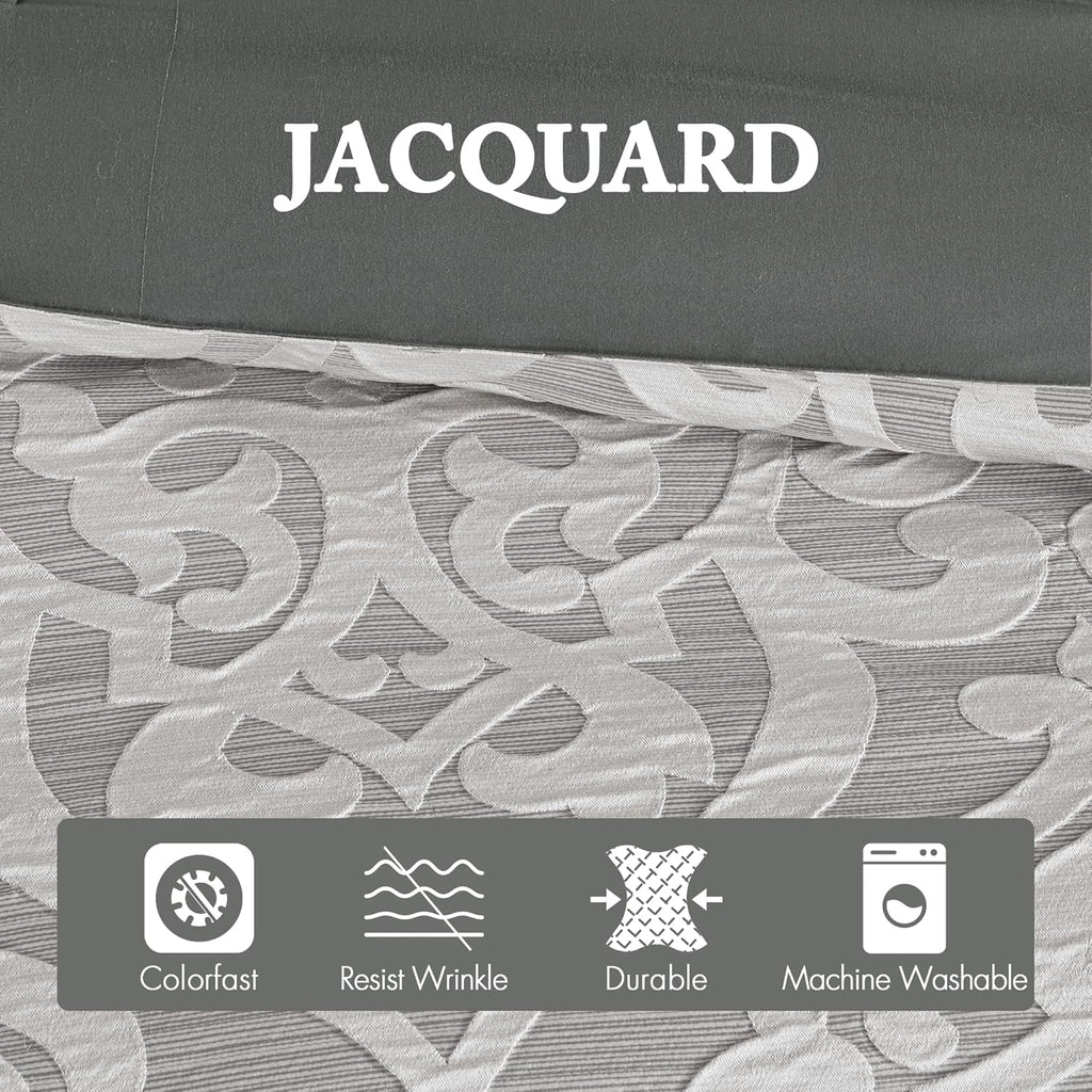 Madison Park Odette Cozy Comforter Set Jacquard Damask Medallion Design - Modern All Season, Down Alternative Bedding, Shams, Decorative Pillows, King(104 in x 92 in), Silver 8 Piece