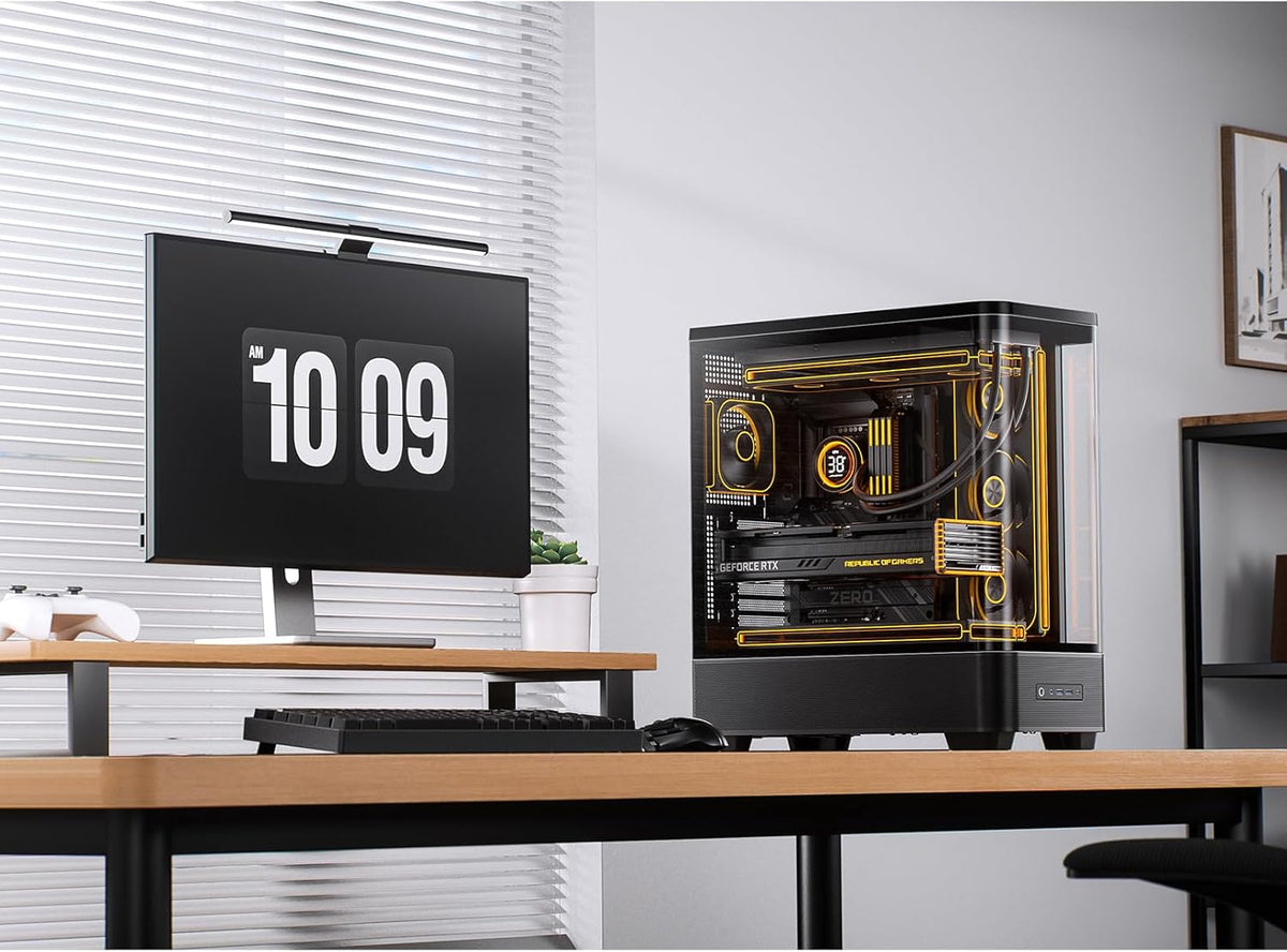 JONSBO TK-5 Black ATX PC Case, Hyperbolic Ultra Wide Scene Back-Connect Desktop Case,10 Fan Positions,High Compatibility,Supports BTF MB,460mm GPU/360AIO/180mm Air Cooler,ATX PSU,Mid Tower Case Black