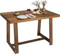 VINGLI 48 Inch Farmhouse Dining Table for 4-6, Solid Pine Wood Table with 4 Corner Protectors, Rectangular Dining Table for Kitchen, Dining Room, Small Apartment, Studio, Family Dinner, Walnut