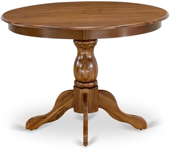East West Furniture HBMZ5-AWA-32 5 Piece Dining Room Furniture Set Contains a Round Dining Table and 4 Parson Chairs, 42x42 Inch, Antique Walnut
